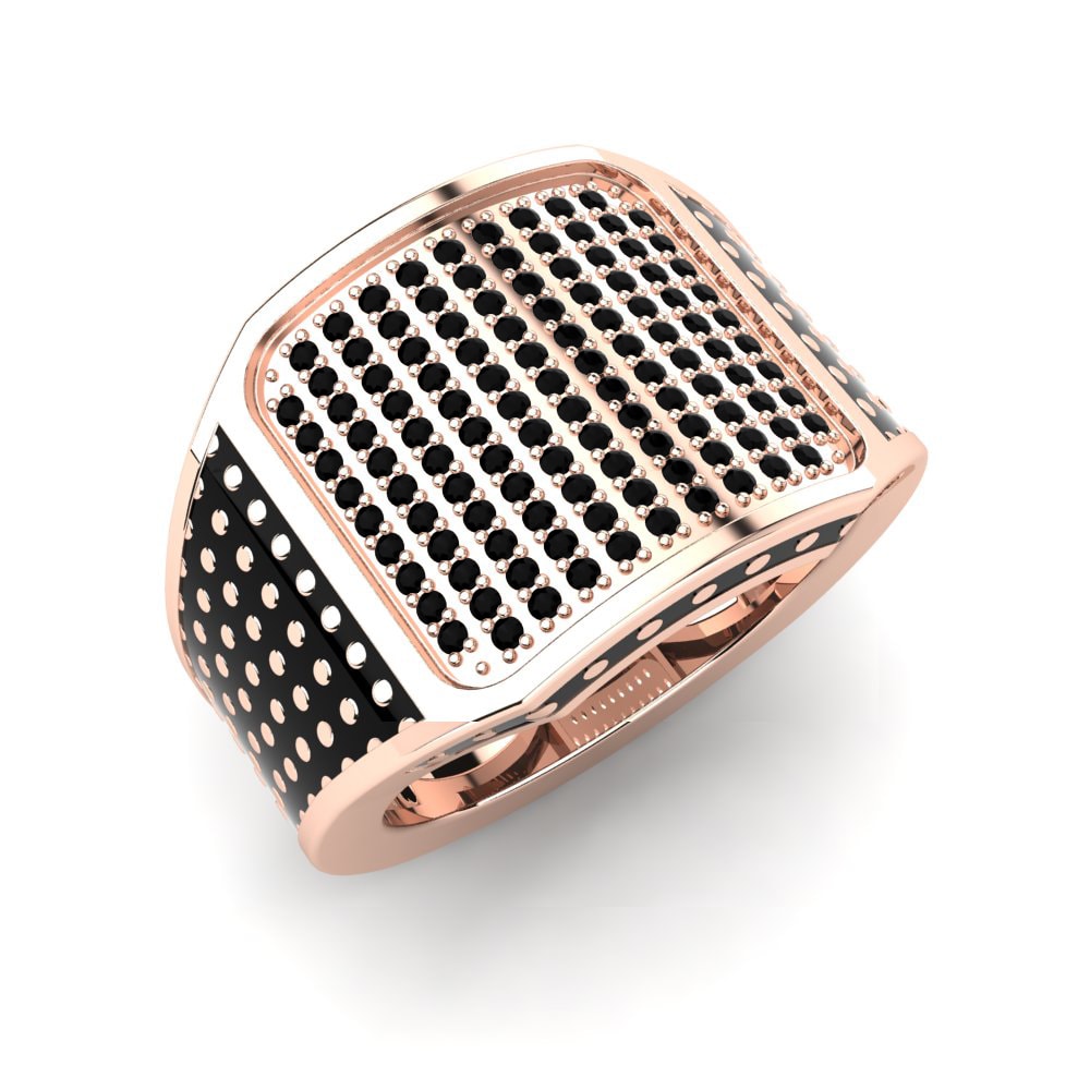 Rotgold 375 Schwarzer Saphir Herrenring Almondo