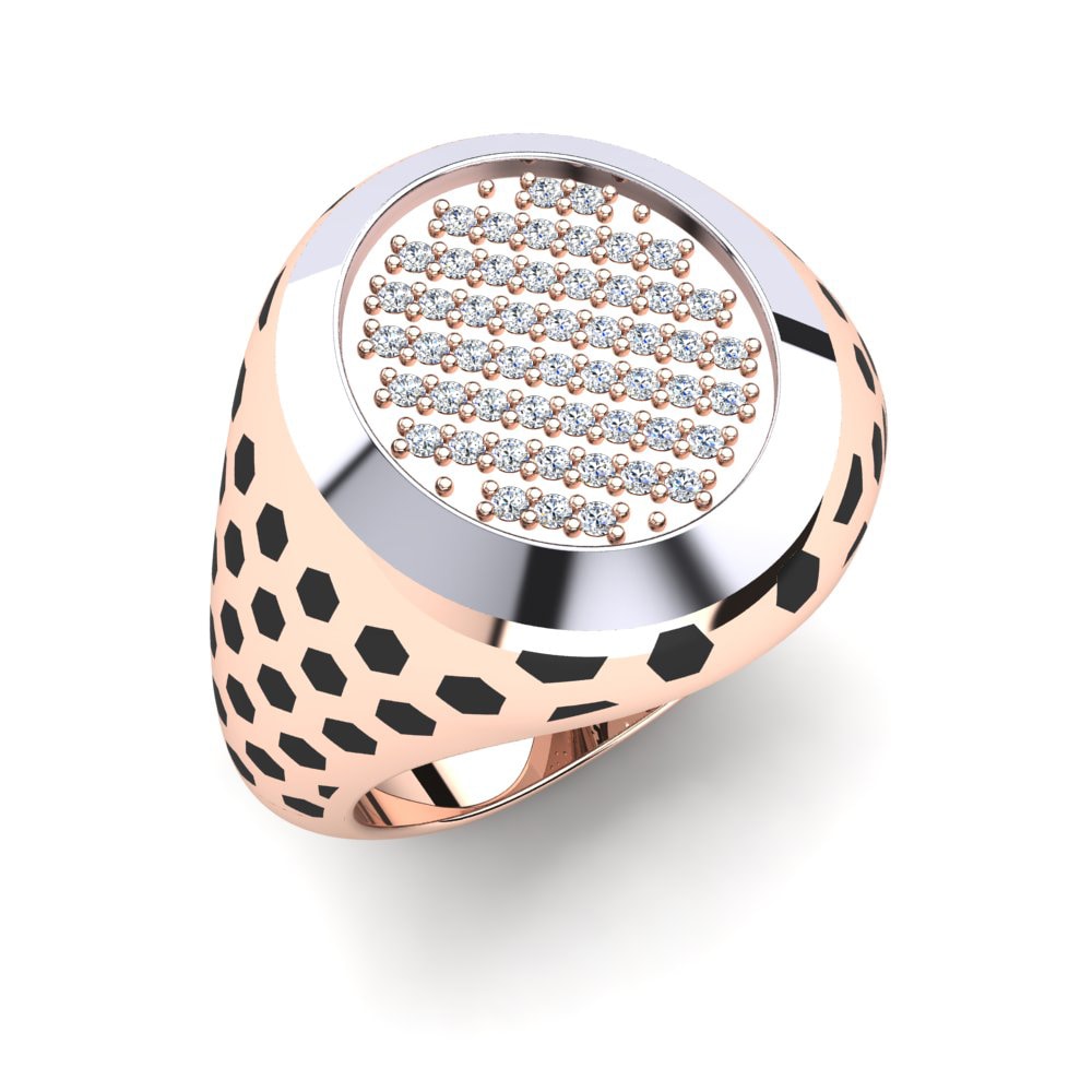 9ct Rose & White Gold Diamond Men's Ring Alphard