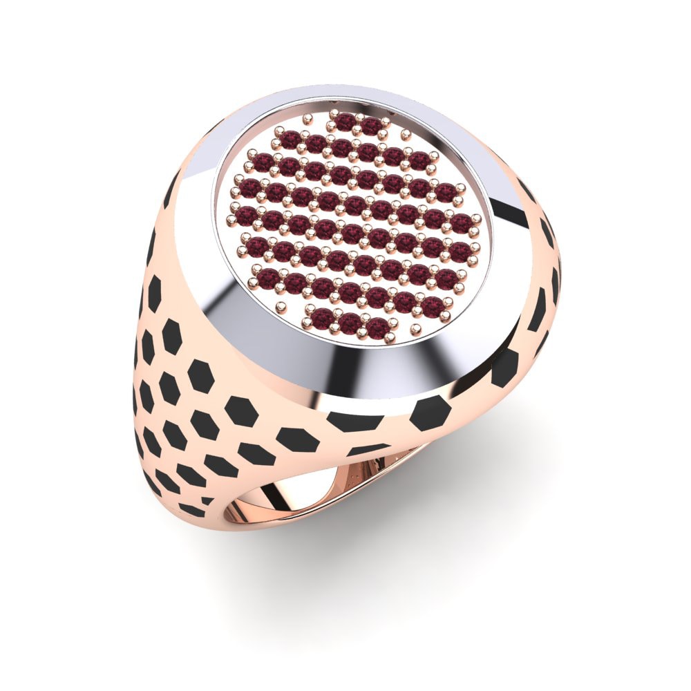 9ct Rose & White Gold Garnet Men's Ring Alphard