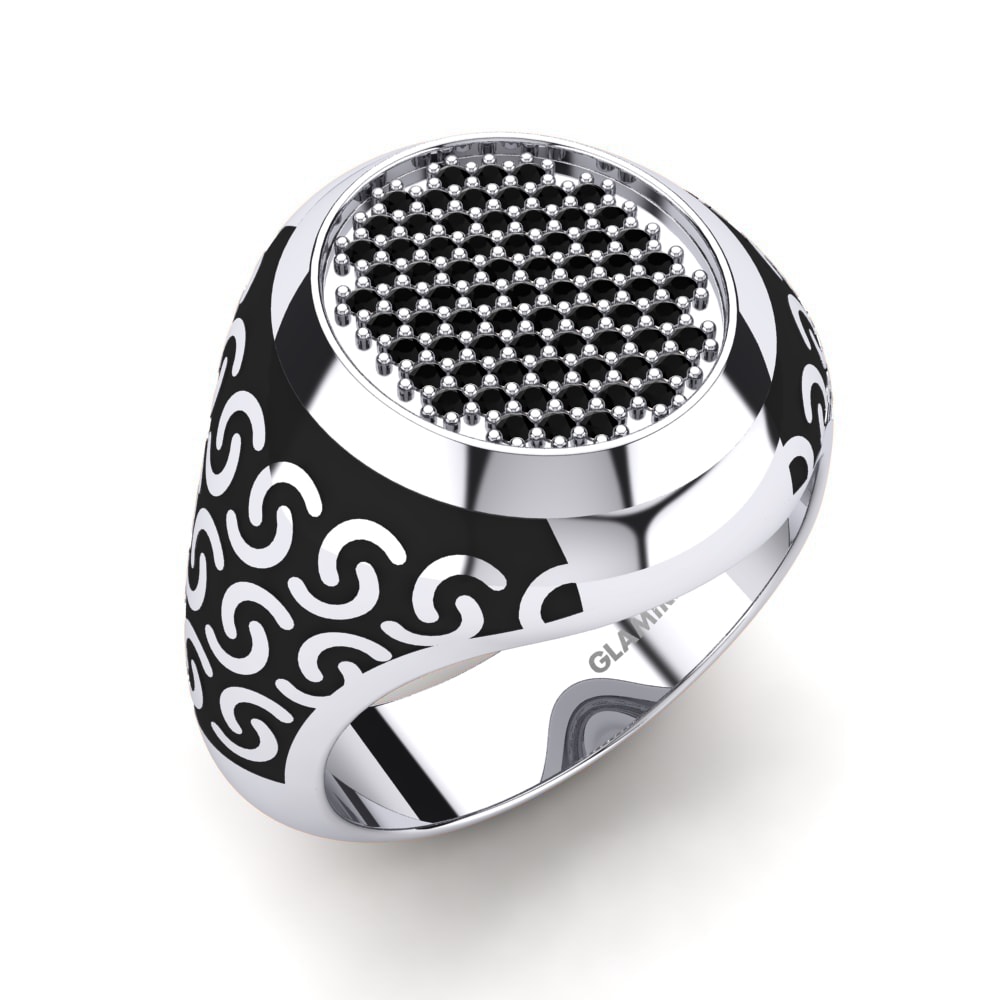 950 Palladium Schwarzer Diamant Herrenring Alterick