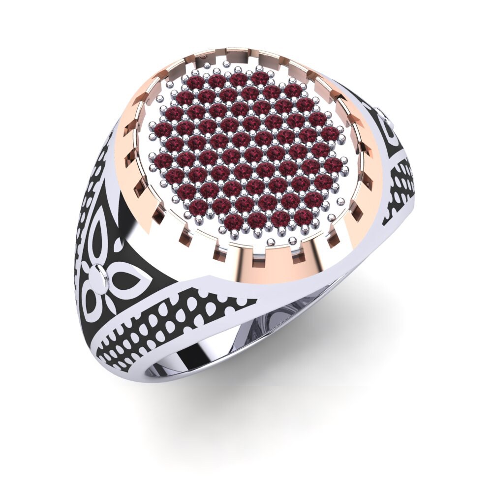 14ct White & Rose Gold Garnet Men's Ring Andarius