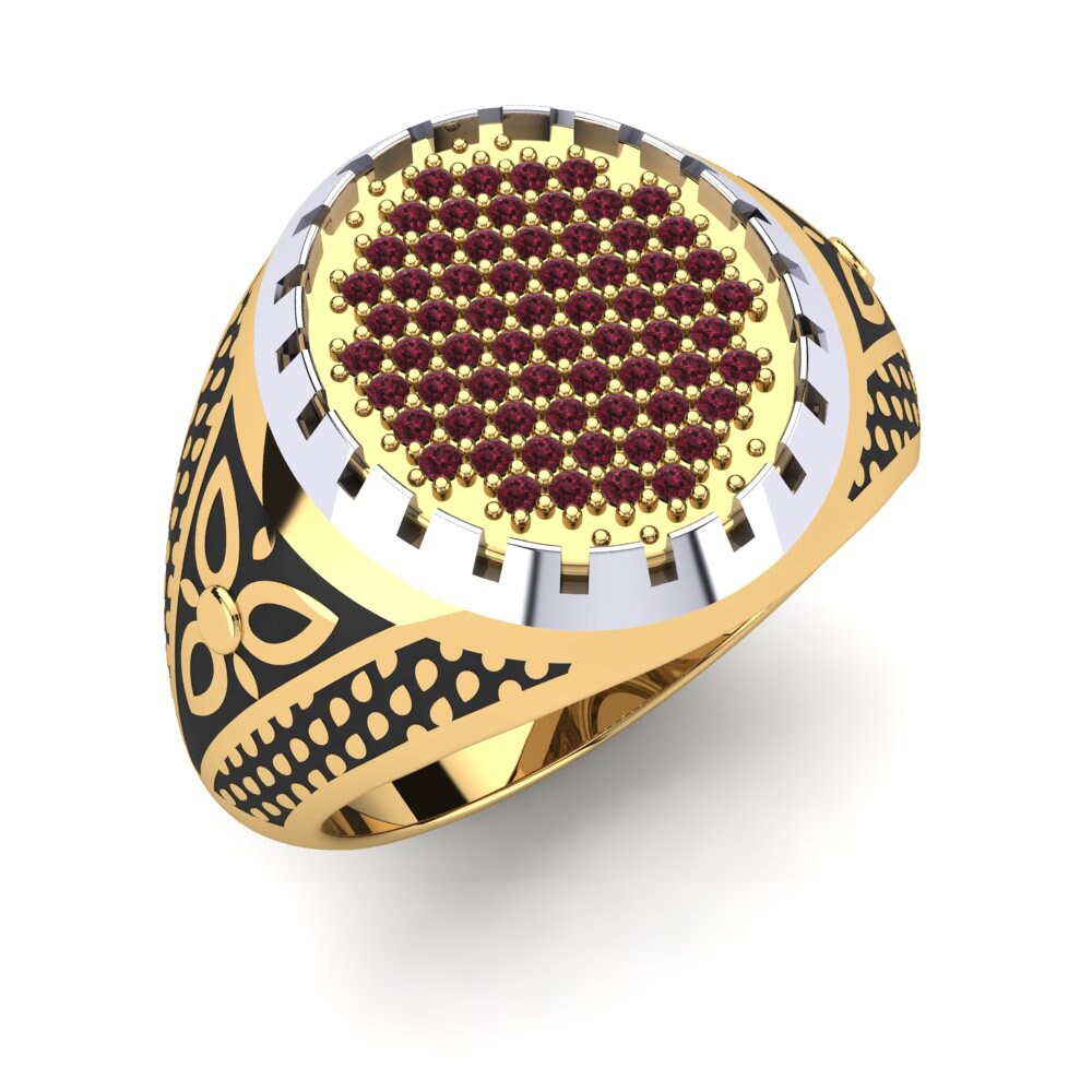 9ct Yellow / White Gold Garnet Men's Ring Andarius