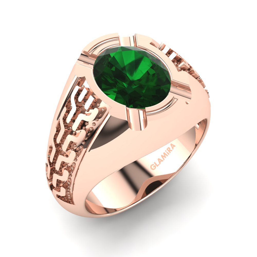Oro Rosso 375 Zircone Verde Anello da uomo Baynard