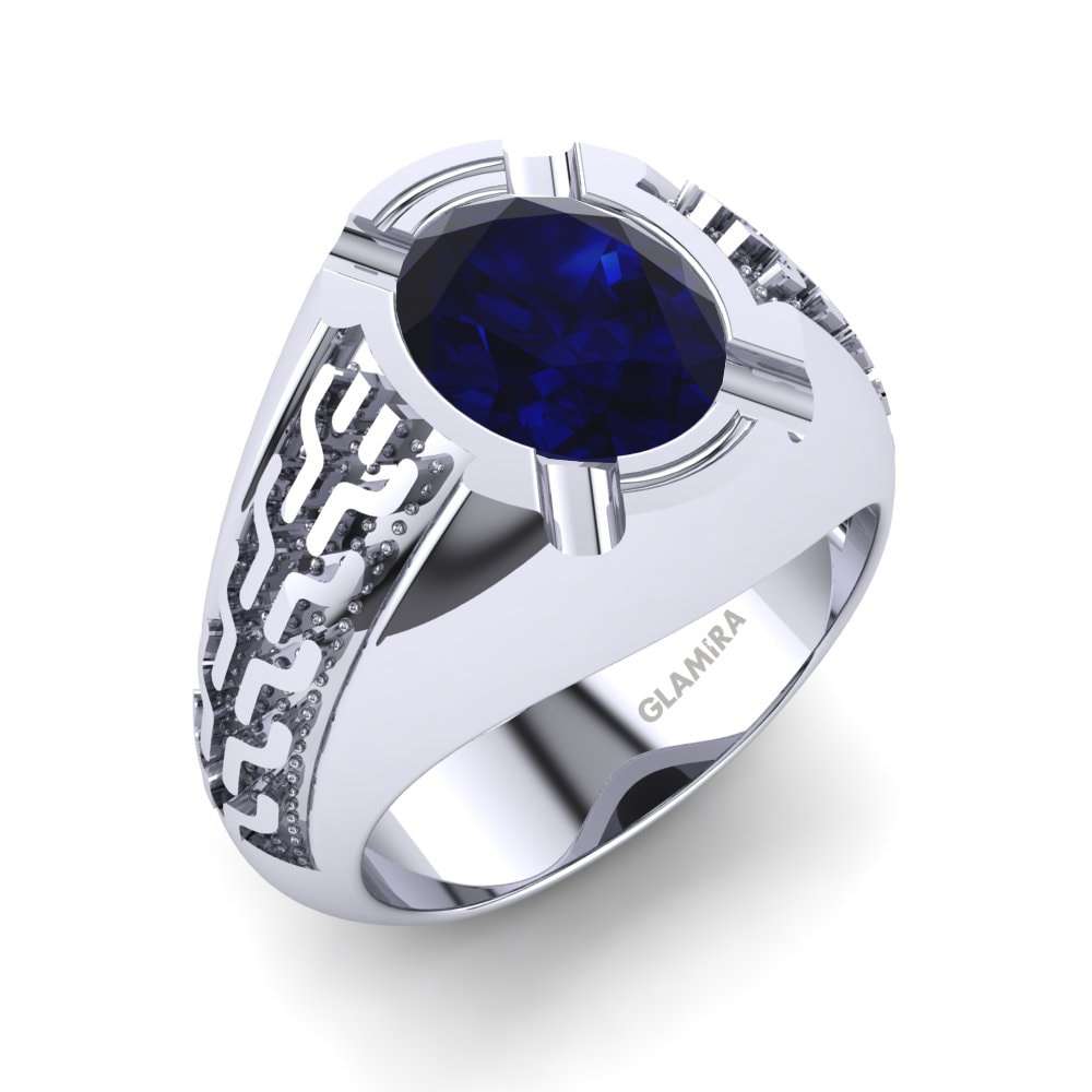 Oro Bianco 585 Zaffiro Anello da uomo Baynard