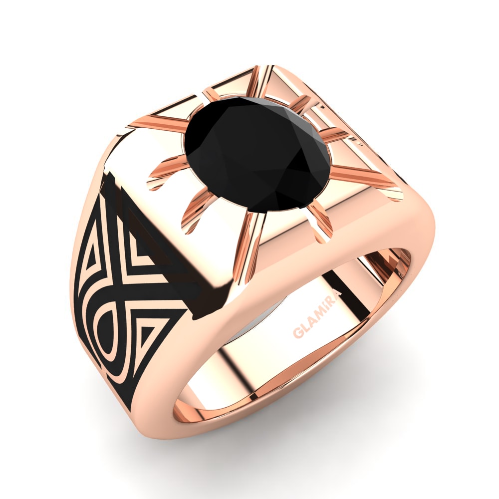 Oro Rosso 750 Zaffiro Nero Anello da uomo Coalton
