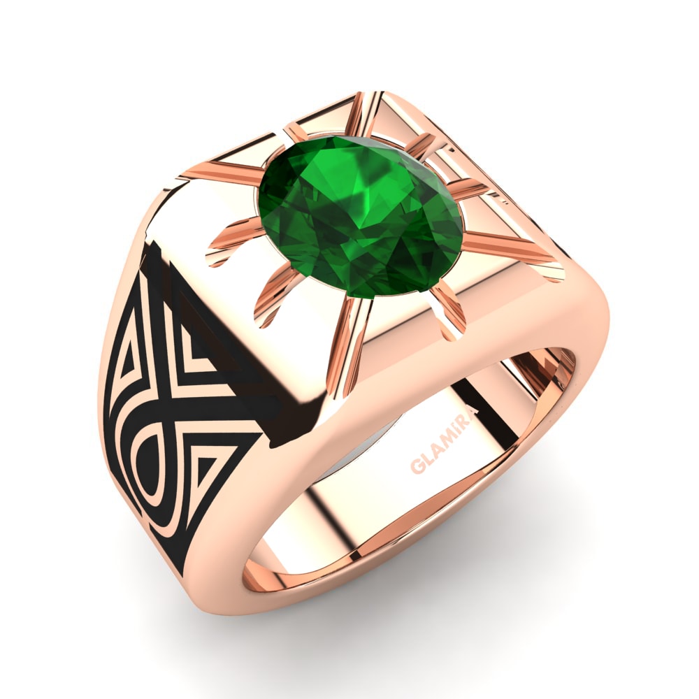 Oro Rosso 375 Zircone Verde Anello da uomo Coalton