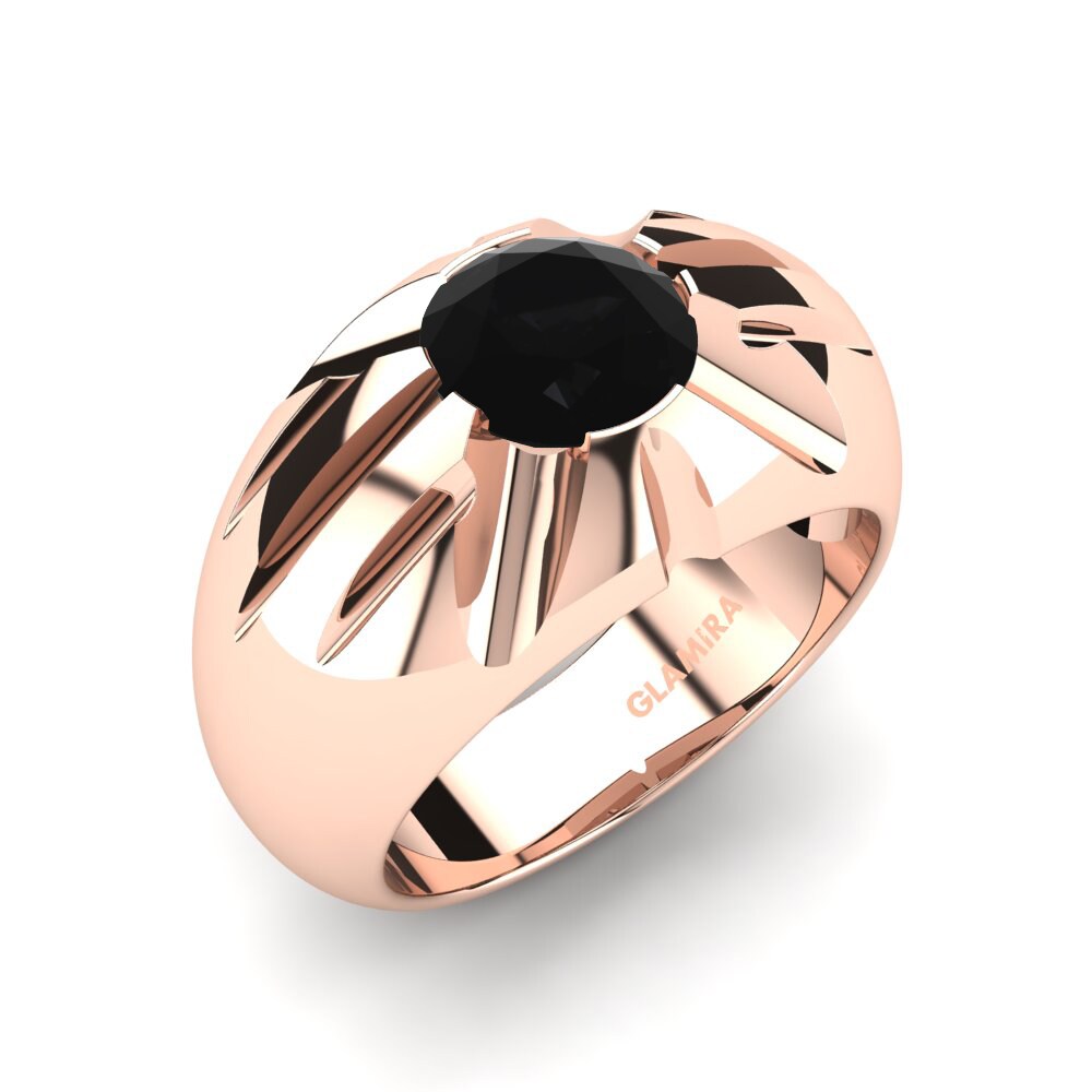 Oro Rosso 750 Zaffiro Nero Anello da uomo Machis