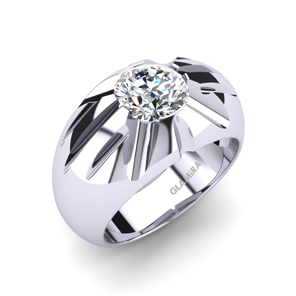 9ct White Gold Moissanite Men's Ring Machis