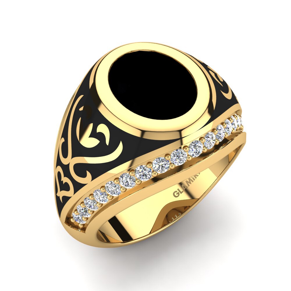 18ct Yellow Gold Black Sapphire Men's Ring Todrick