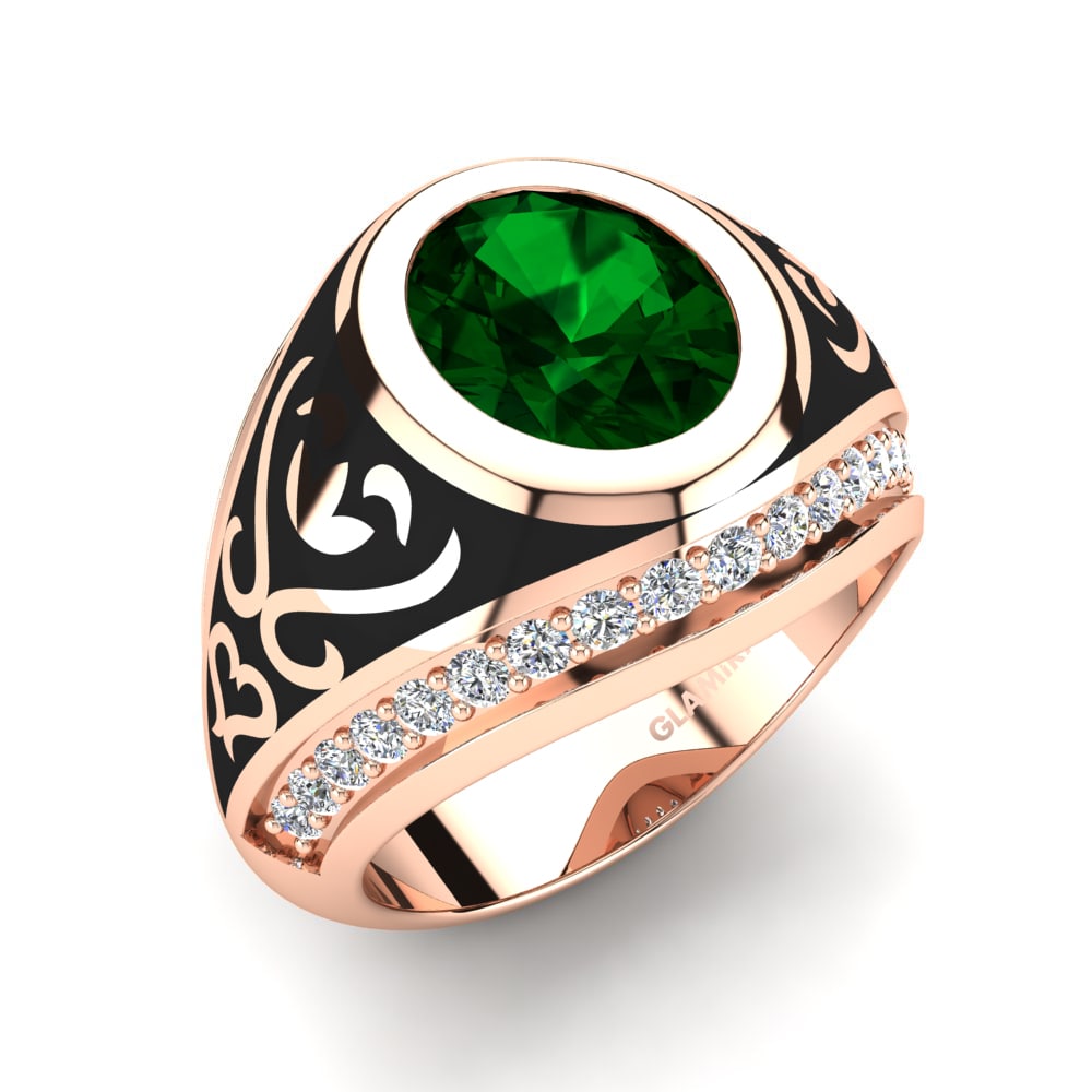 Oro Rosso 375 Zircone Verde Anello da uomo Todrick
