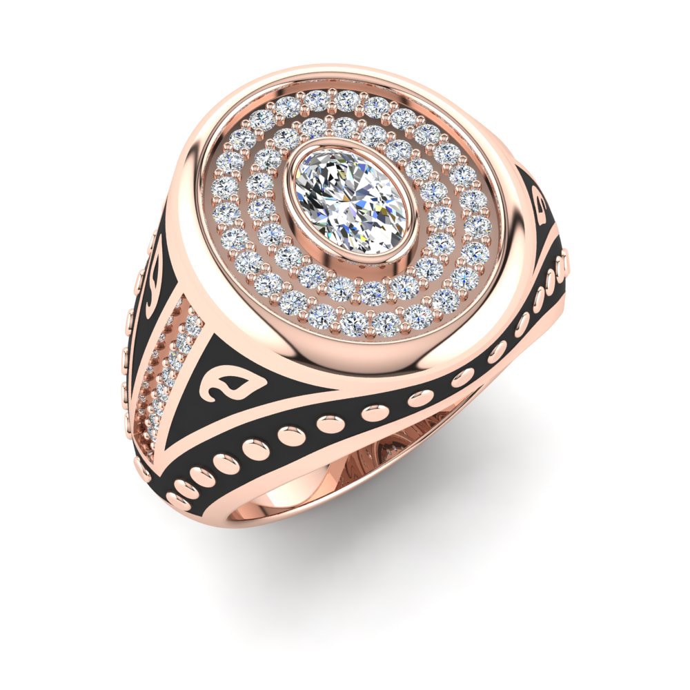 9ct Rose Gold White sapphire Men's Ring Tovias