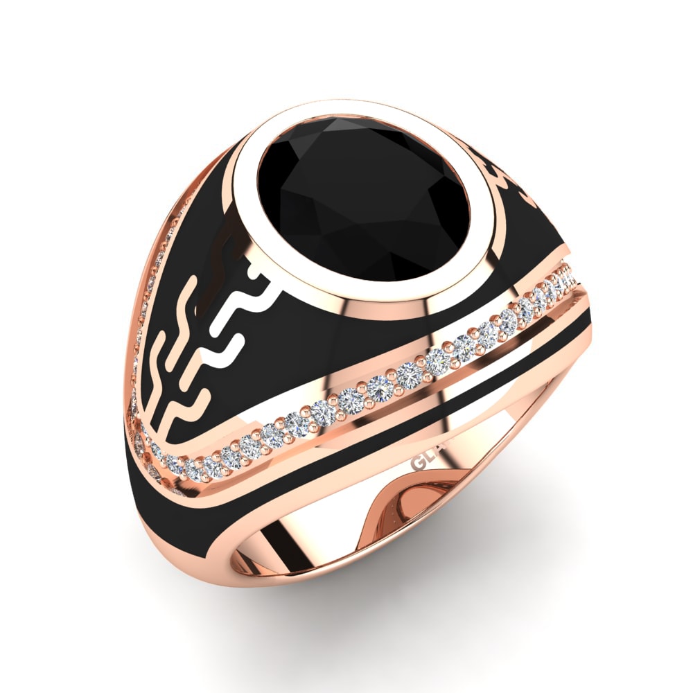 9ct Rose Gold Black Diamond Men's Ring Tubias