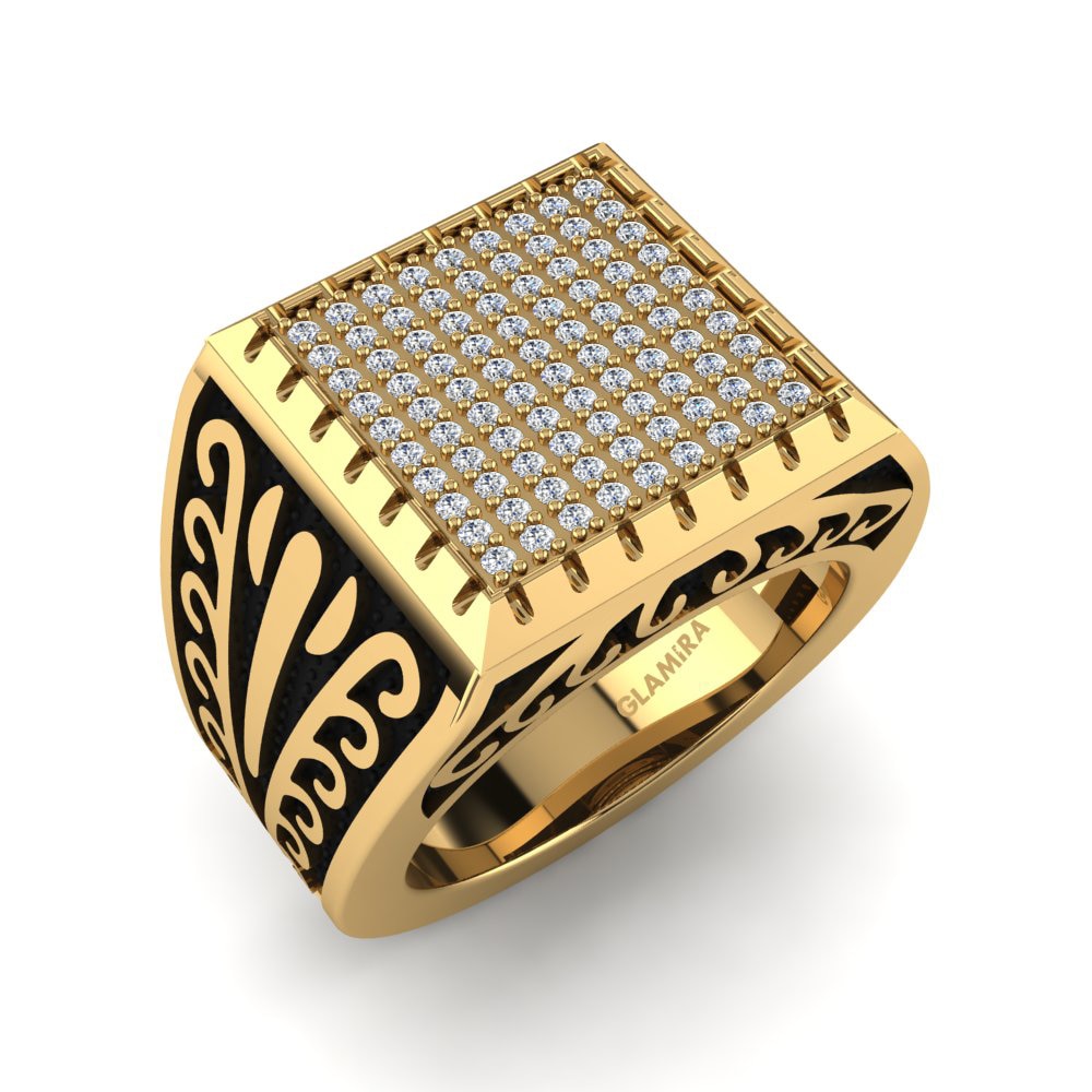 Diamond Yellow Gold Men's Ring Vakaris