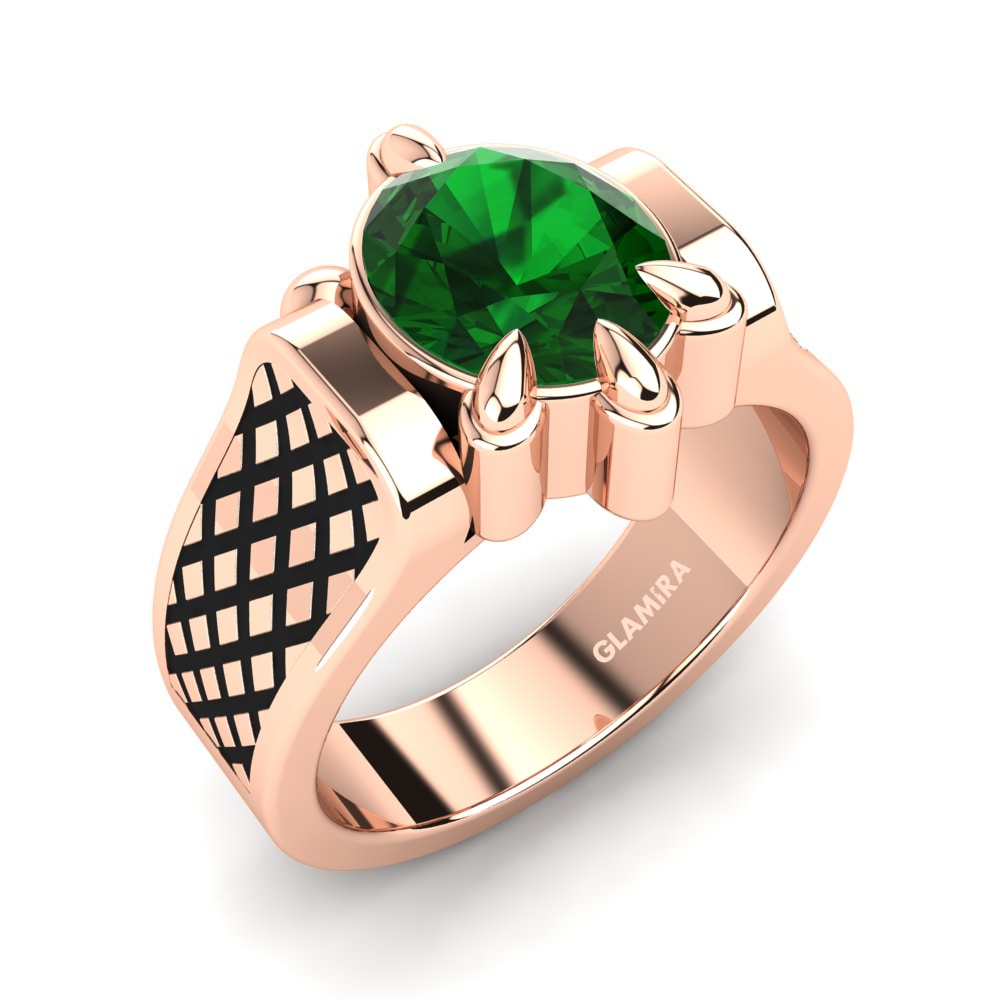 Oro Rosso 375 Zircone Verde Anello da uomo Vorian