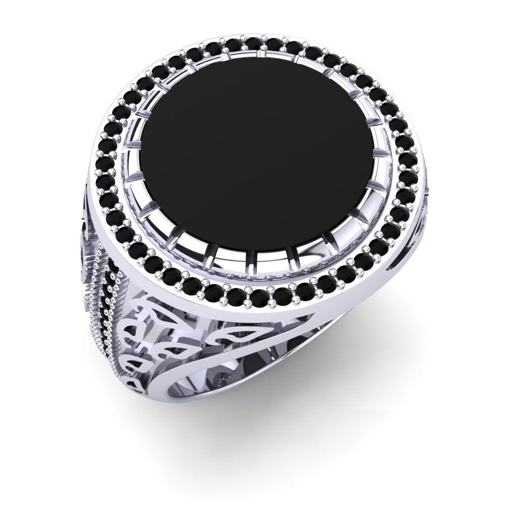 Weiß-Silber Schwarzer Diamant Herrenring Valdimar