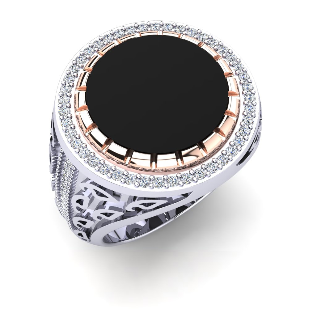 9k Oro Blanco & Rosa Diamante Anillo de Hombre Valdimar