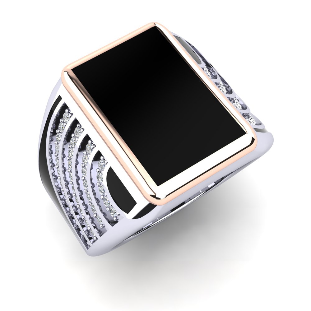 9k Oro Blanco & Rosa Diamante Anillo de Hombre Vantrell
