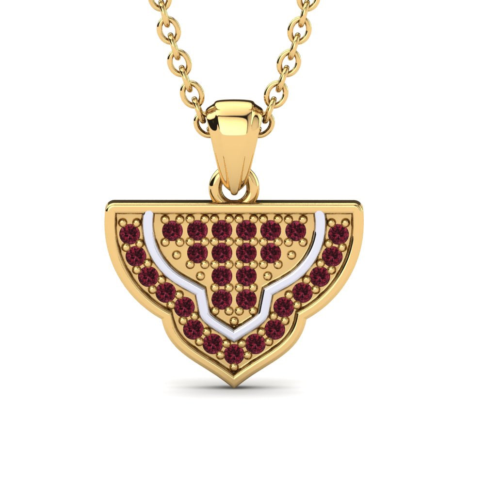 18k Oro Amarillo & Blanco Granate Colgante de Mujer Mamry