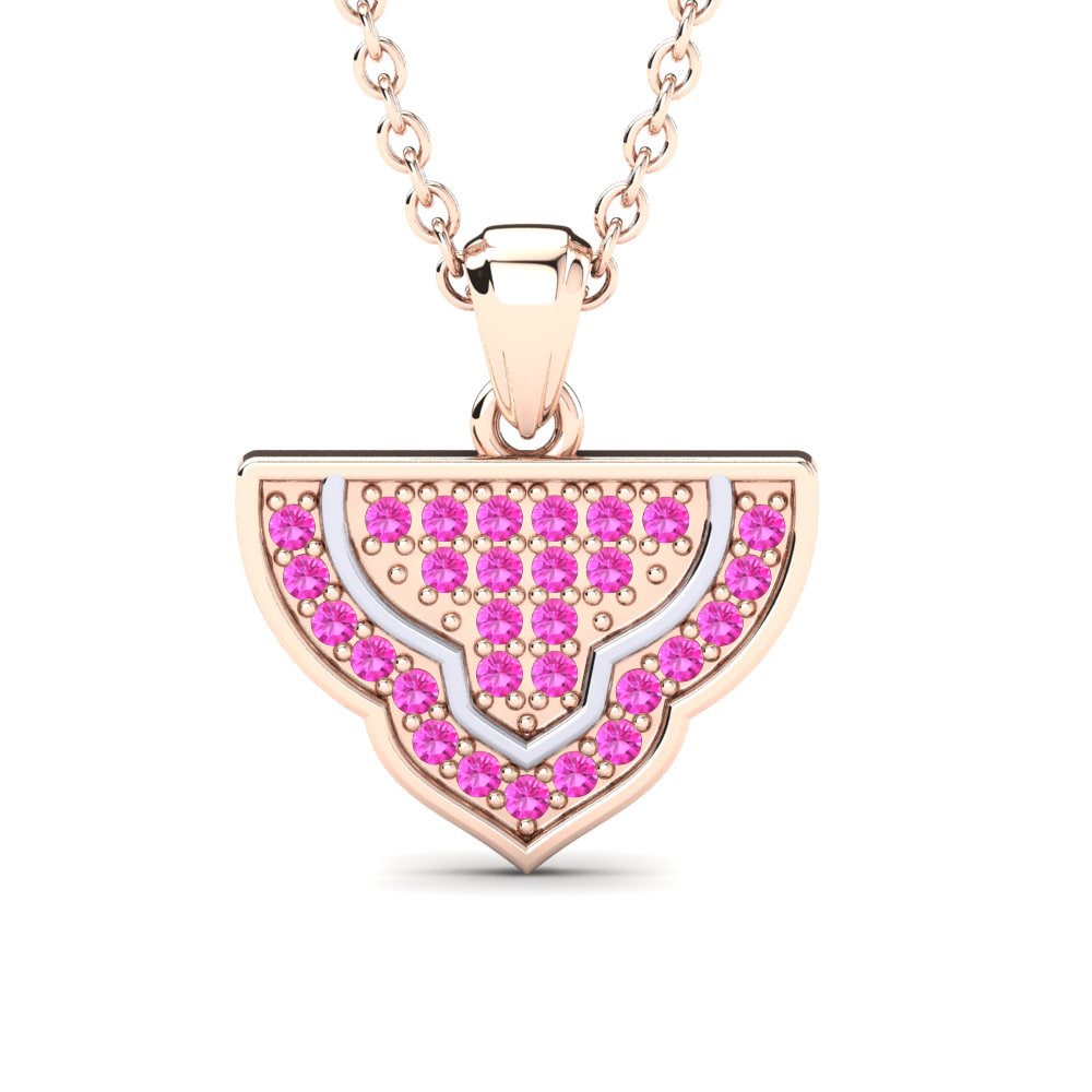 9k Oro Rosa & Blanco Turmalina rosa Colgante de Mujer Mamry
