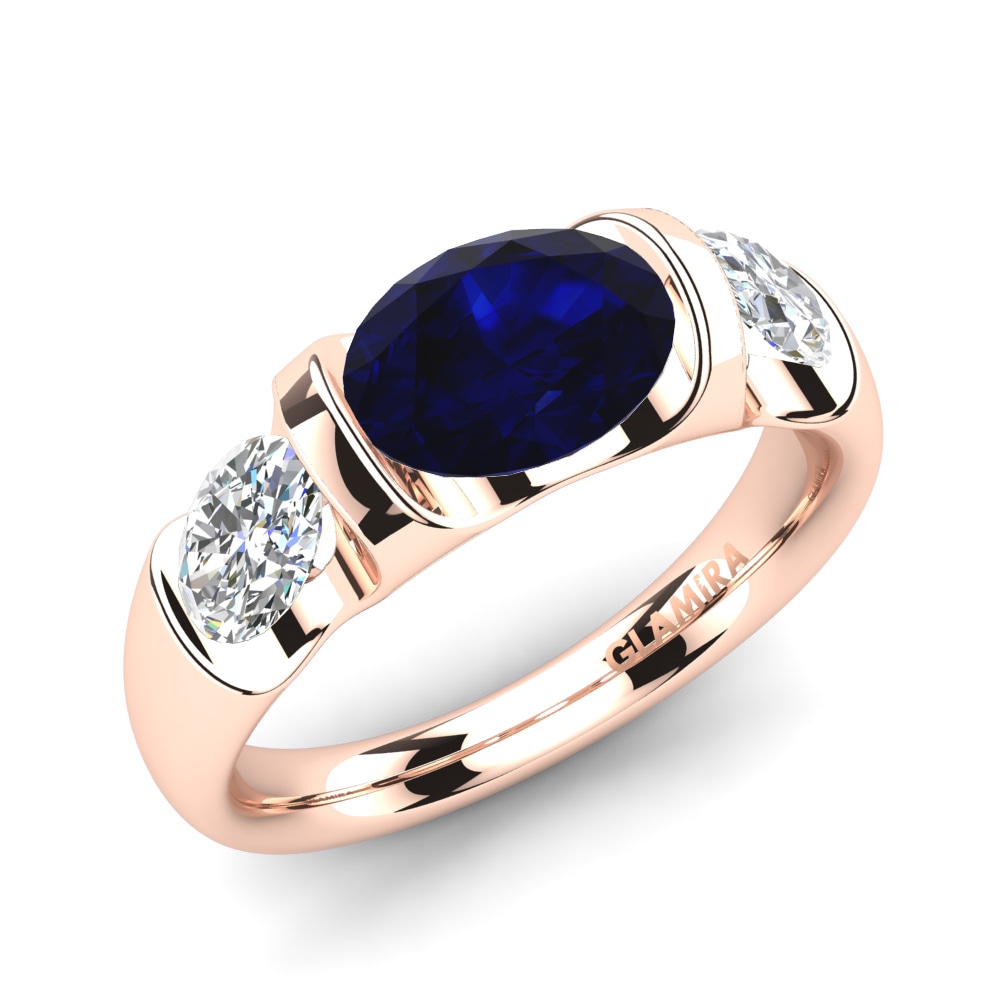 Oval Dunkelblauer Zirkonia Verlobungsring Manipure