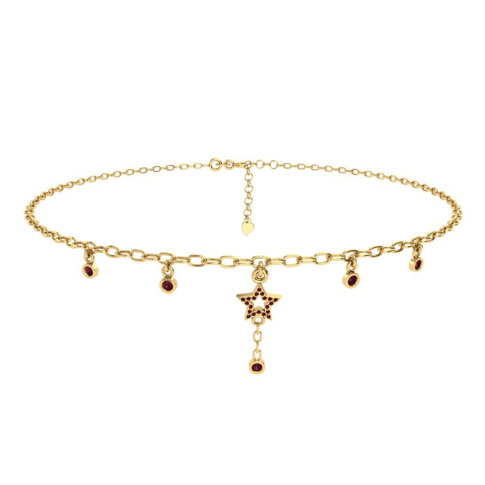 14ct Yellow Gold Garnet Women's Anklet Marcie