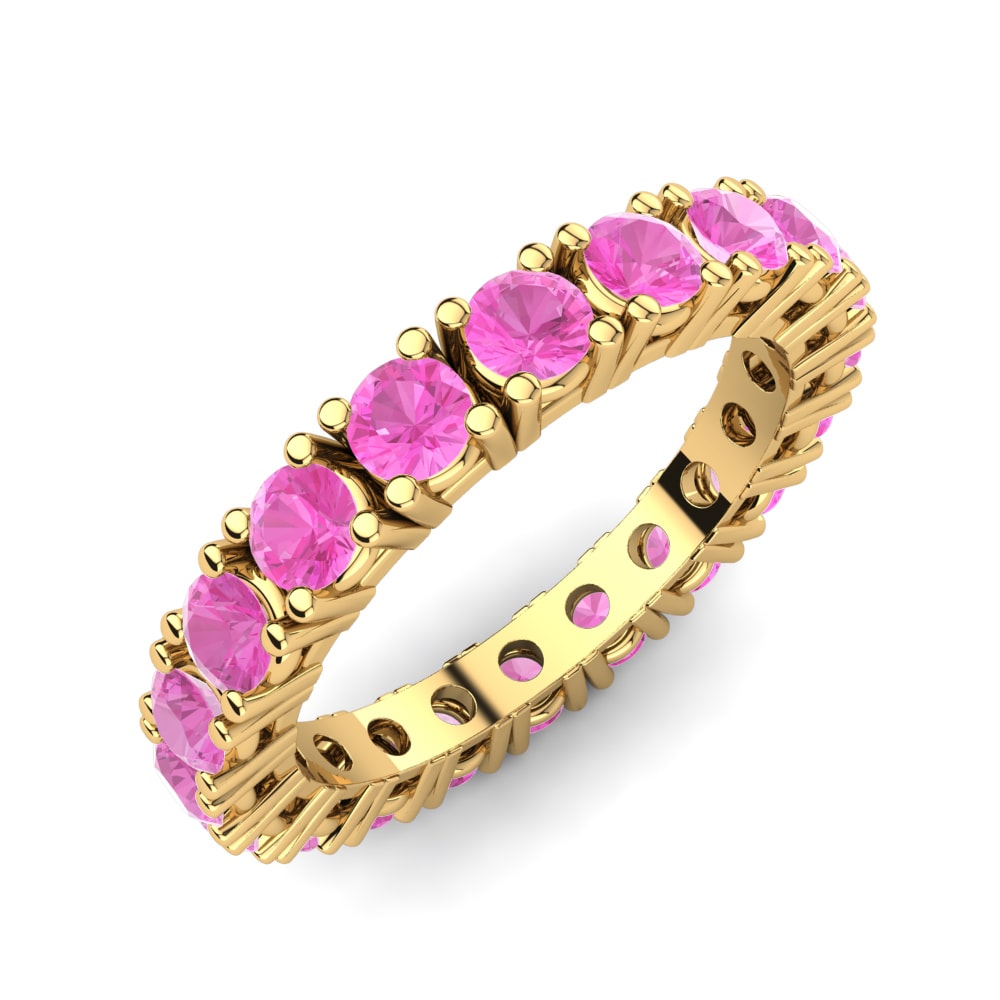 Or Jaune 14k Tourmaline Rose Bague Marileno