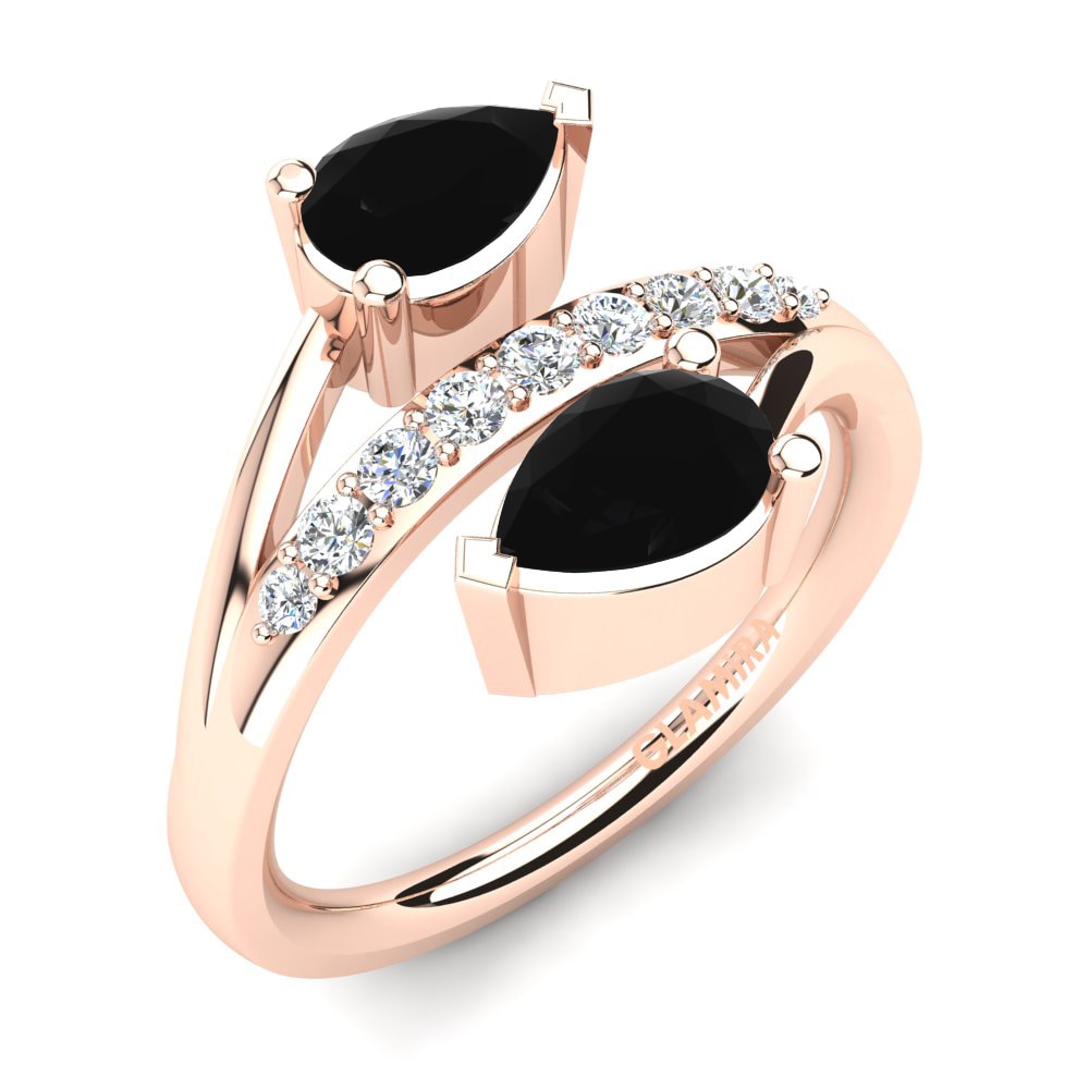 Oro Rosso 585 Diamante Nero Anello Marilis