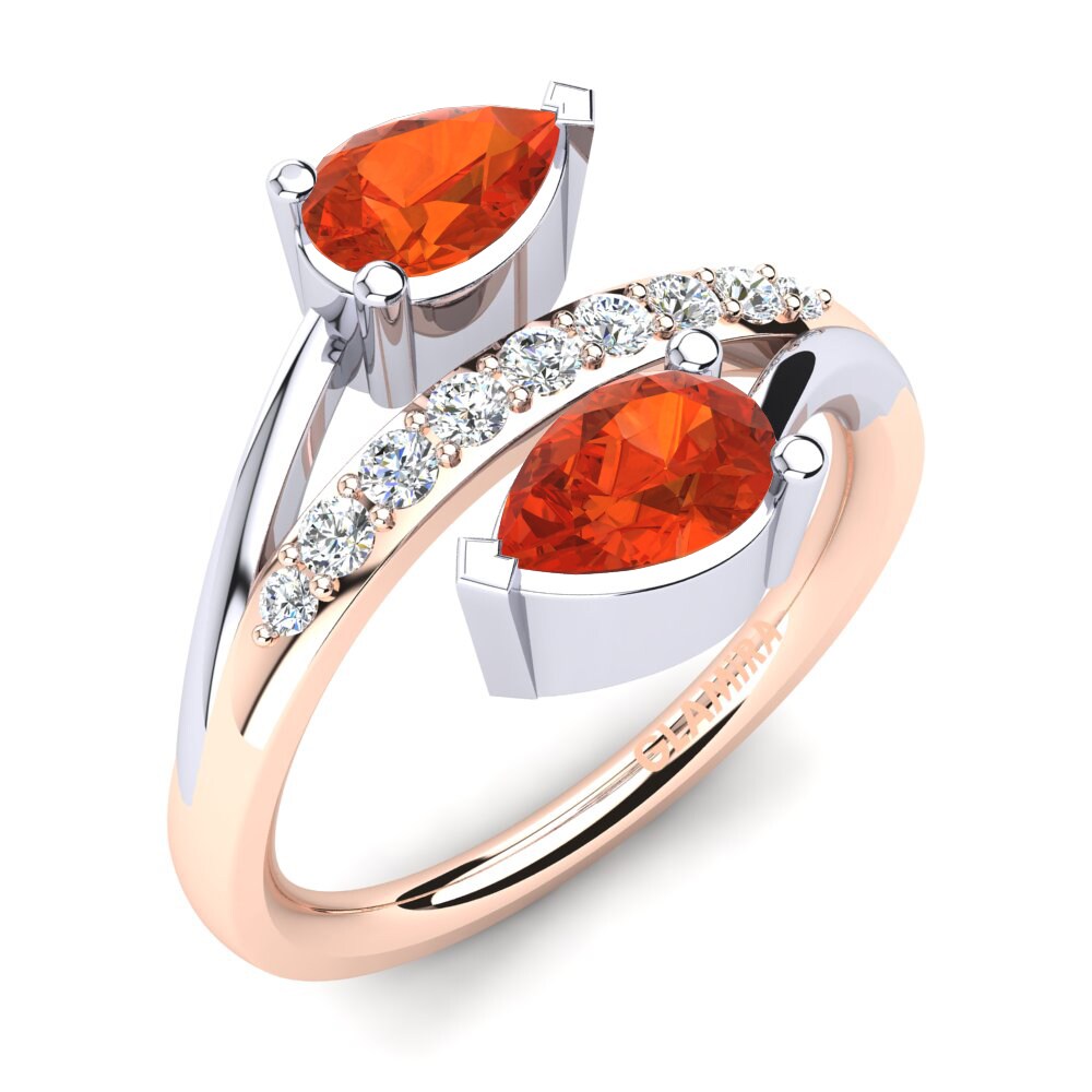 14ct Rose & White Gold Fire Opal Ring Marilis