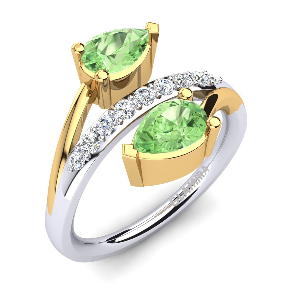 18ct White & Yellow Gold Green Amethyst Ring Marilis