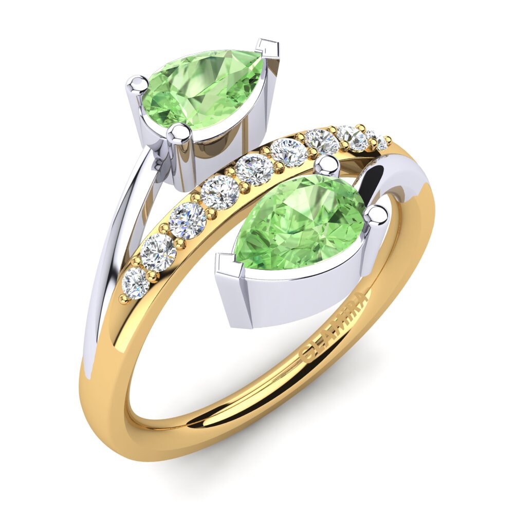 18ct Yellow & White Gold Green Amethyst Ring Marilis