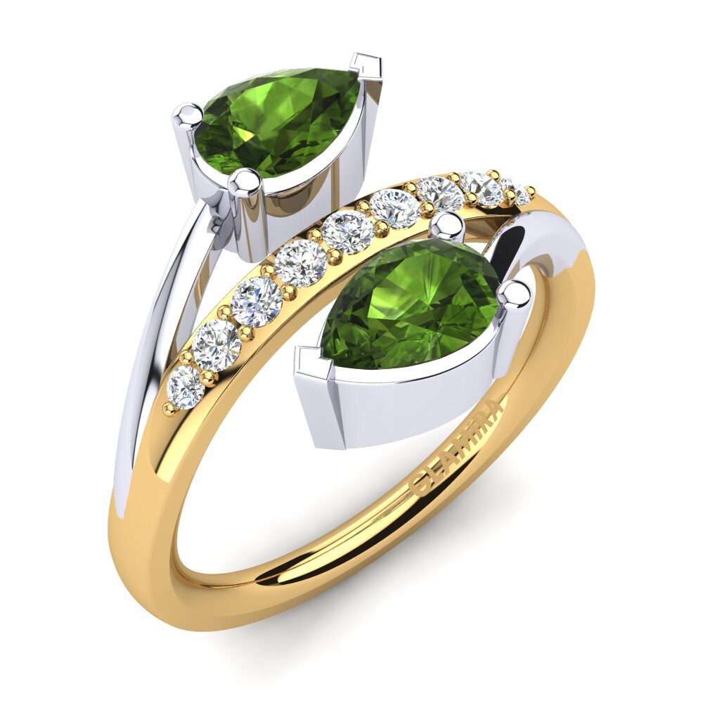 9ct Yellow & White Gold Green Tourmaline Ring Marilis