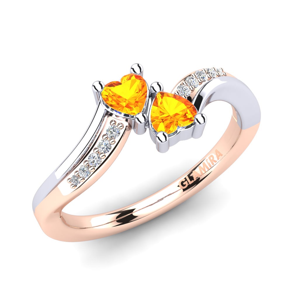 9k Rose & White Gold Citrine Engagement Ring Masdevalia
