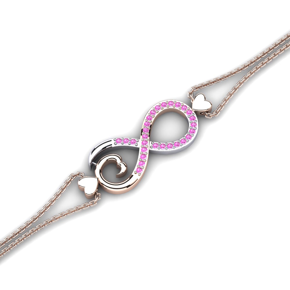 9ct Rose & White Gold Pink Tourmaline Women's Bracelet Mayaguana