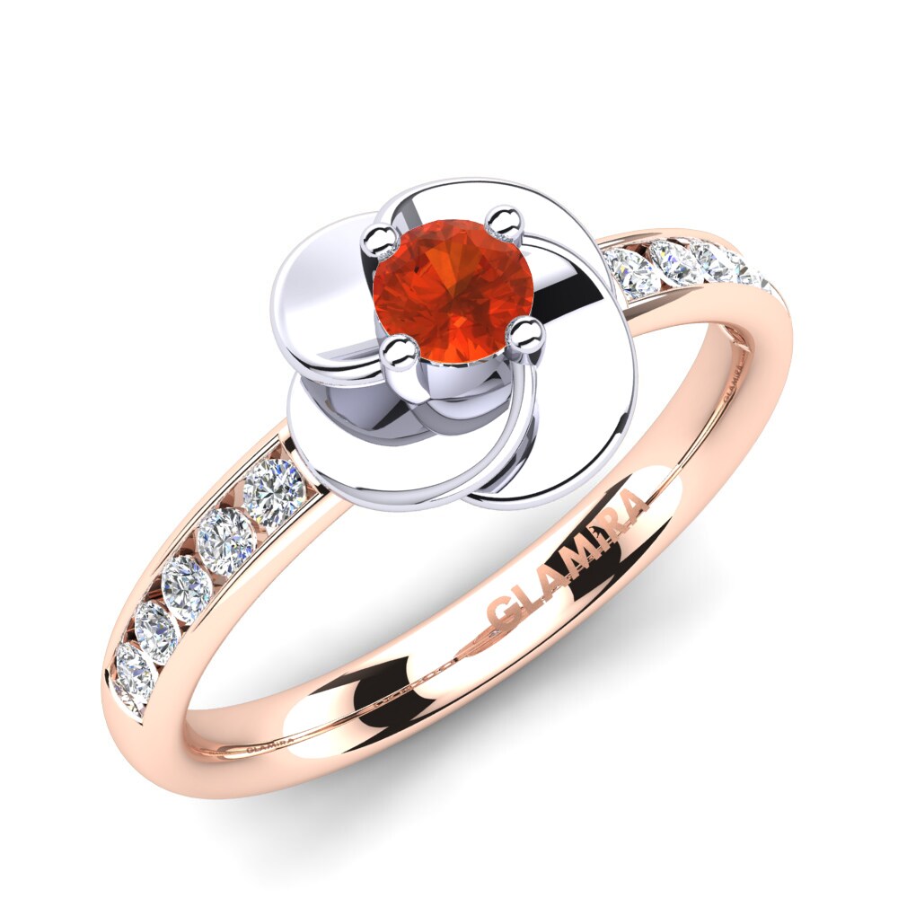 14ct Rose & White Gold Fire Opal Ring Mayo