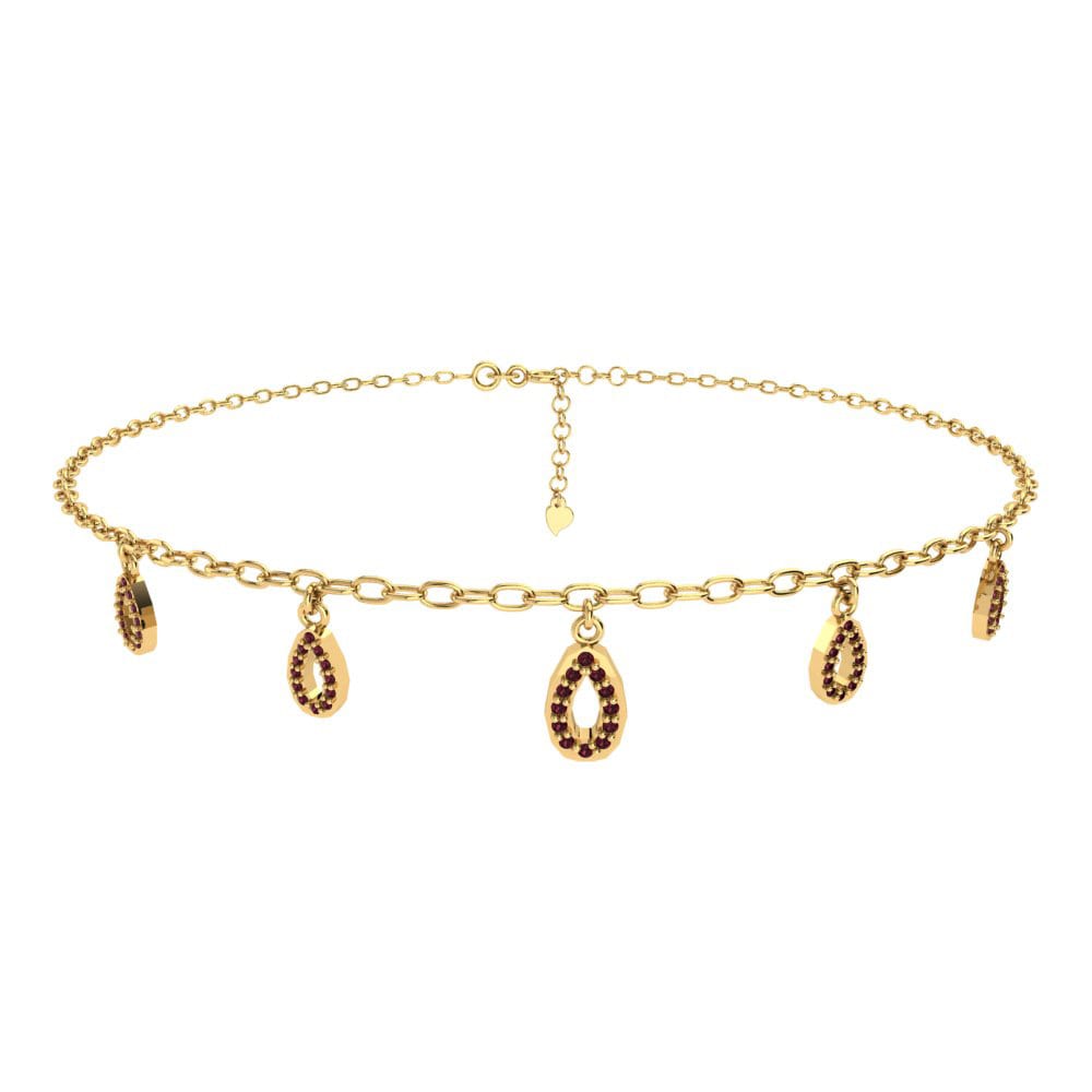 14ct Yellow Gold Garnet Women's Anklet Mebelle