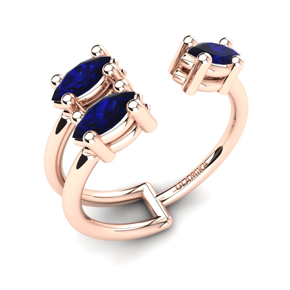 14k Oro Rosa Circonita Azul Oscuro Anillo Meliora