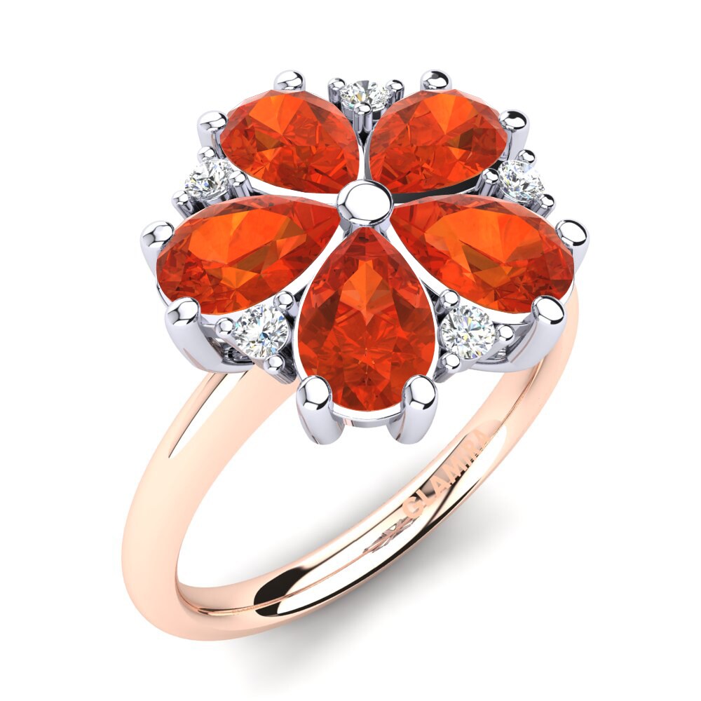 14ct Rose & White Gold Fire Opal Ring Merida