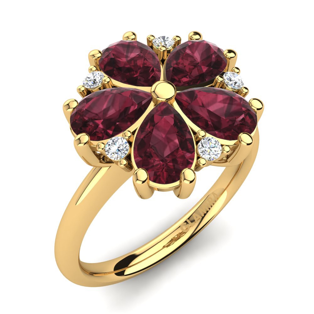 9k Oro Amarillo Granate Anillo Merida