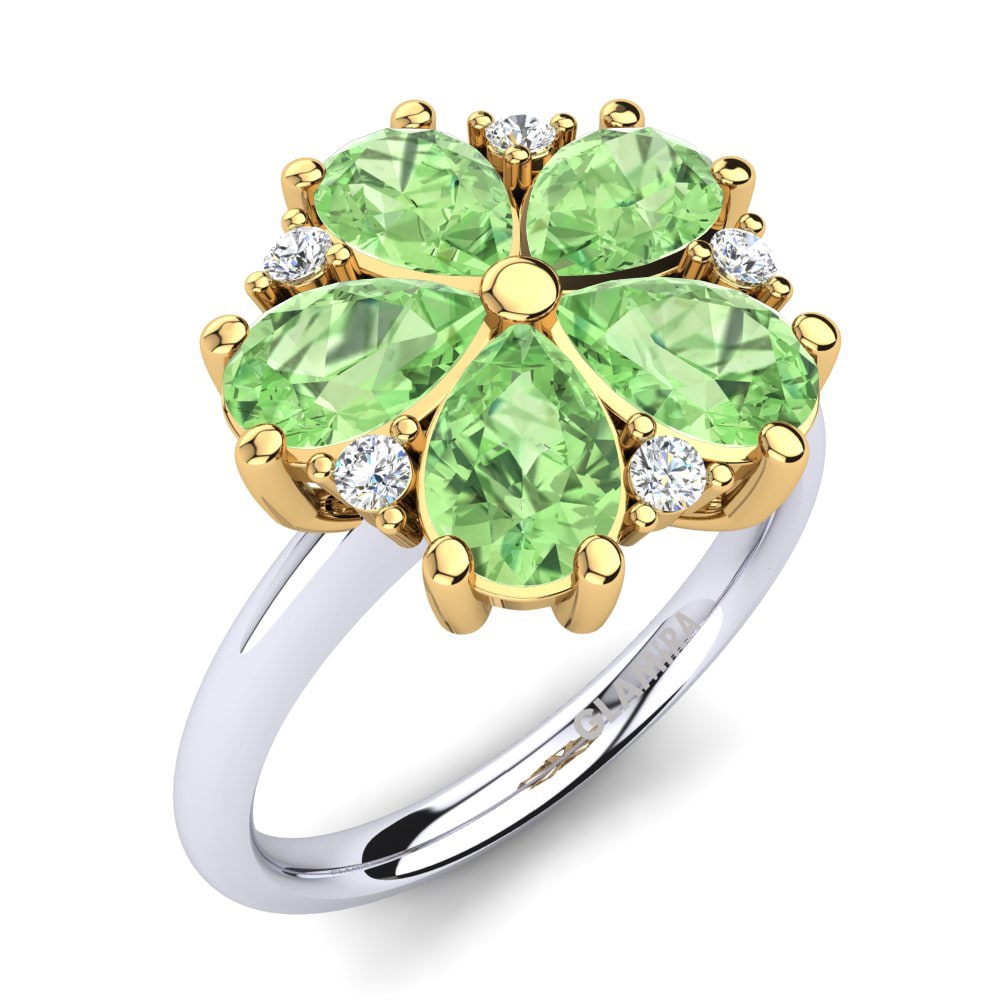18ct White & Yellow Gold Green Amethyst Ring Merida