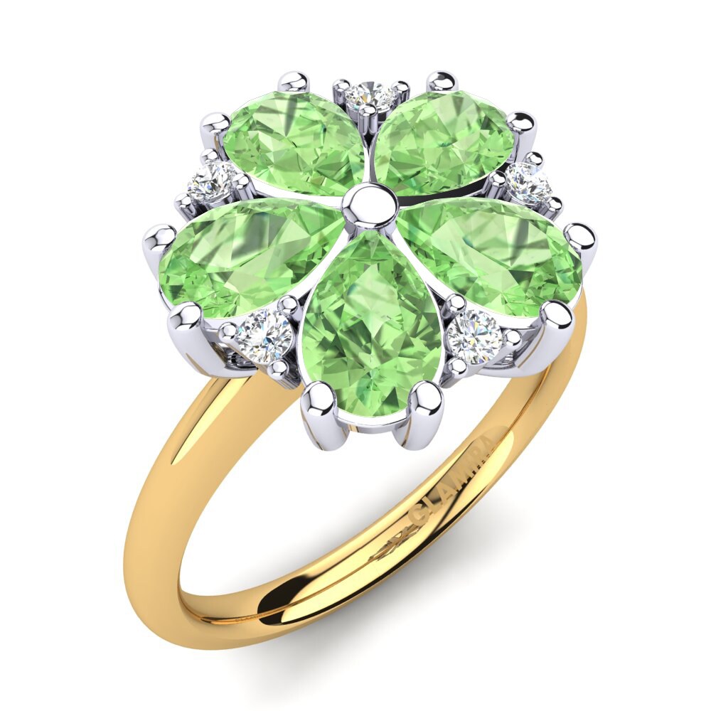 18ct Yellow & White Gold Green Amethyst Ring Merida