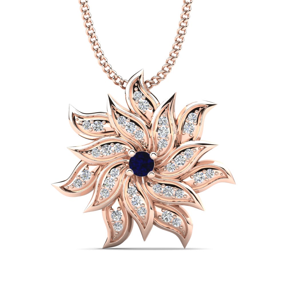Vàng Hồng 9K Đá Zirconia Xanh Lam Mặt dây chuyền nữ Merlinda