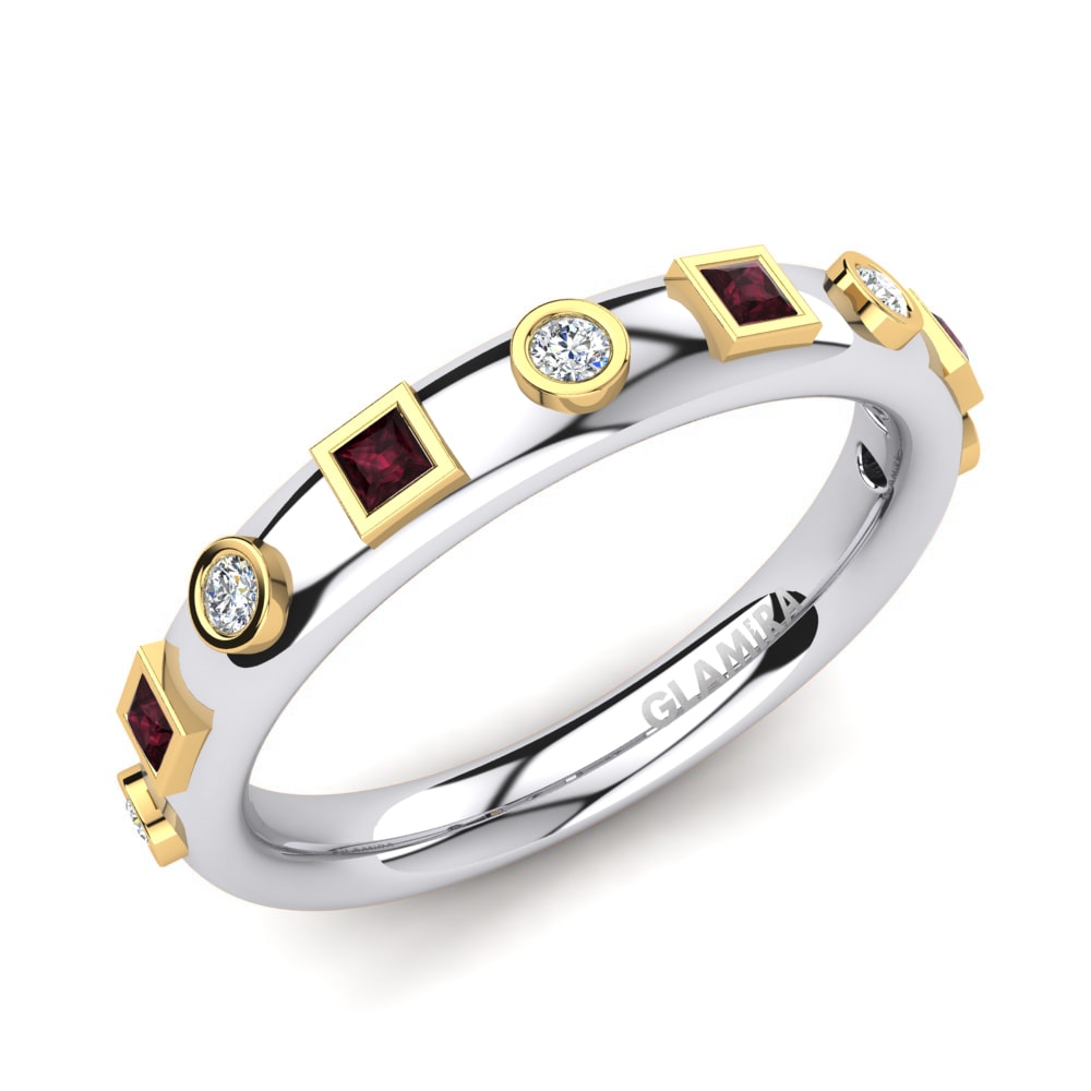 Or Blanc & Jaune 14k Grenat Bague Mildy