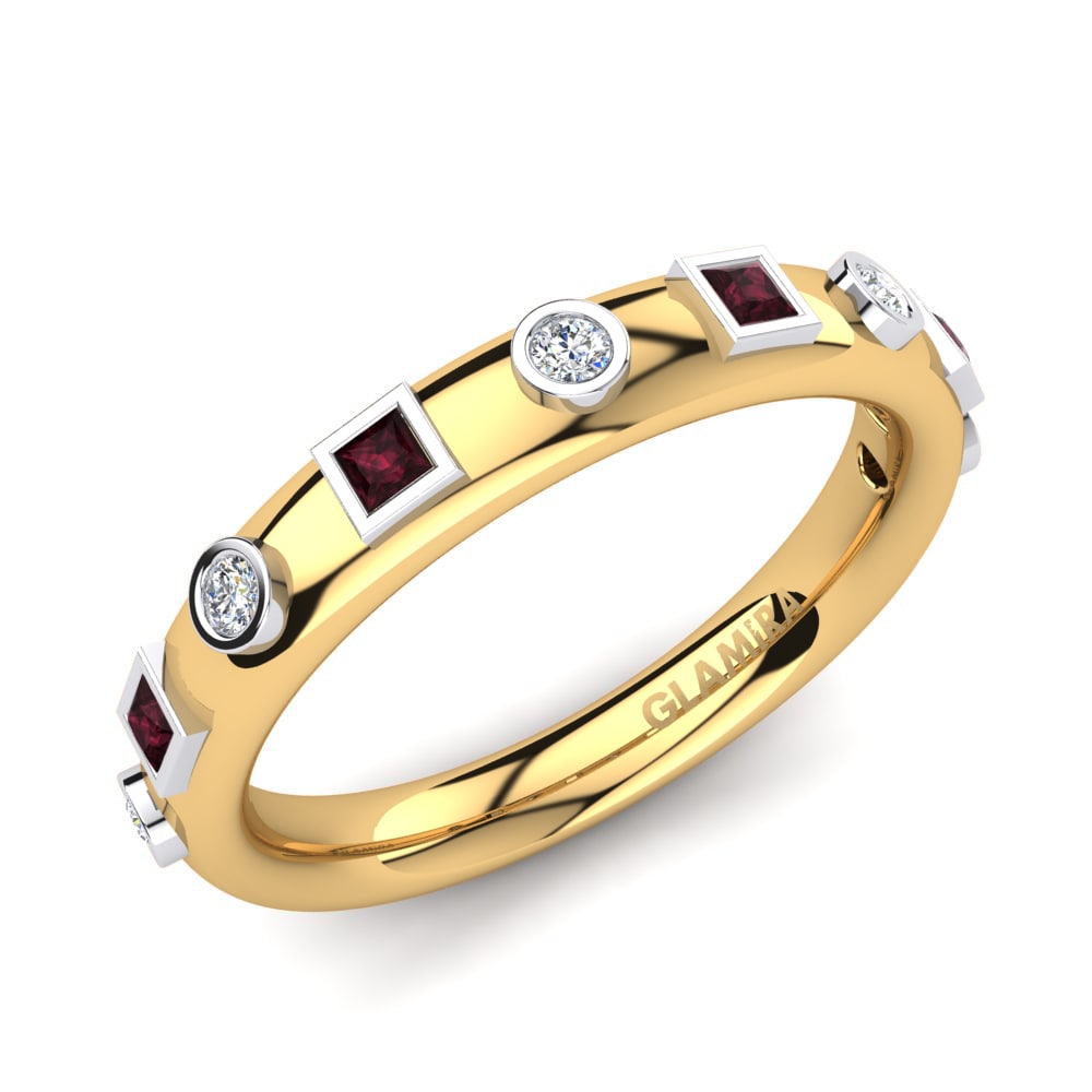 Or Jaune & Blanc 14k Grenat Bague Mildy
