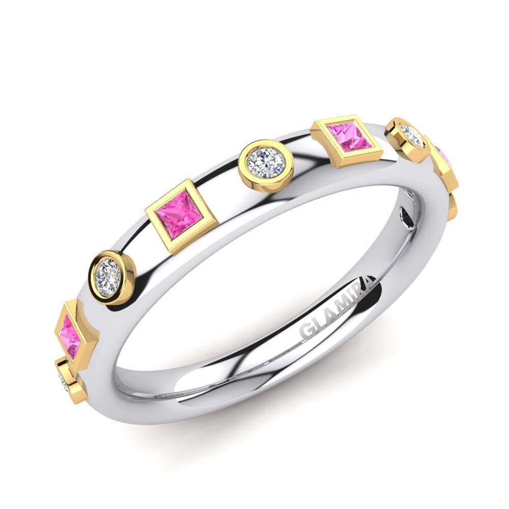 Or Blanc & Jaune 14k Tourmaline Rose Bague Mildy
