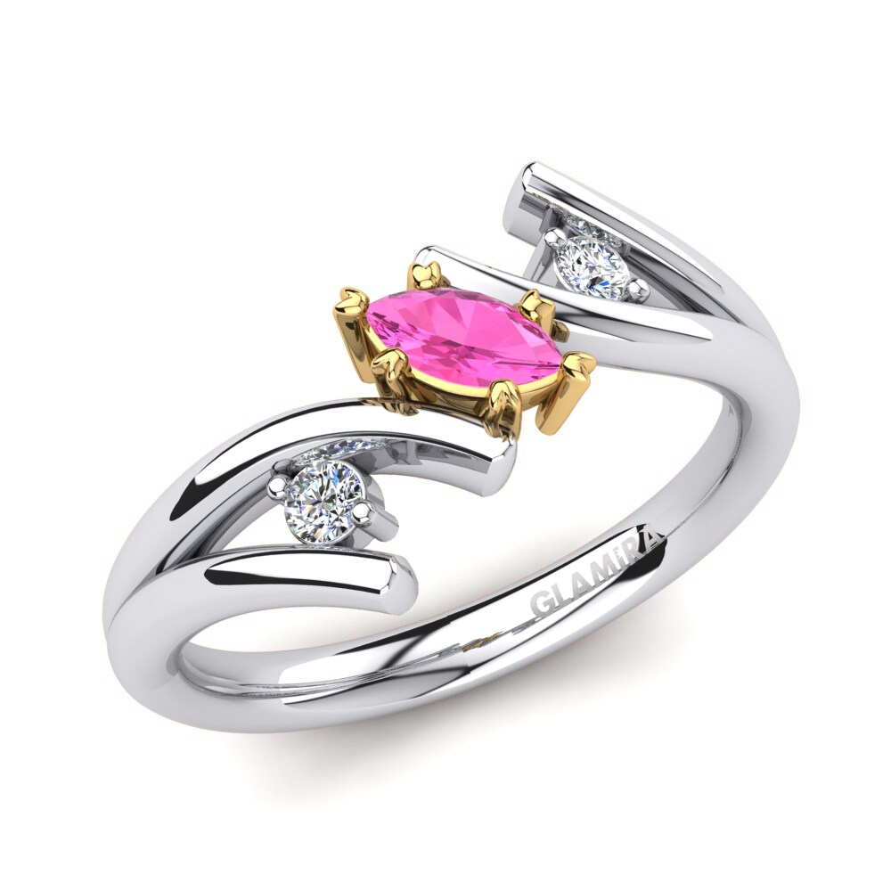 9ct White & Yellow Gold Pink Tourmaline Ring Milose