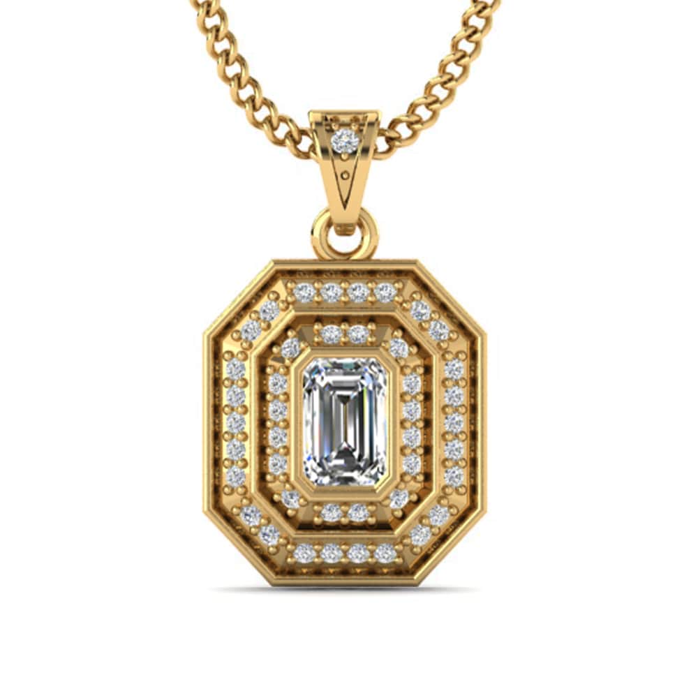Halo Necklaces GLAMIRA Pendant Mina 585 Yellow Gold Diamond