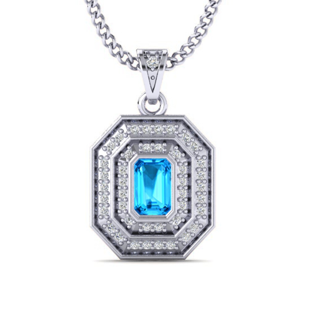 18ct White Gold Blue Topaz Women's Pendant Mina