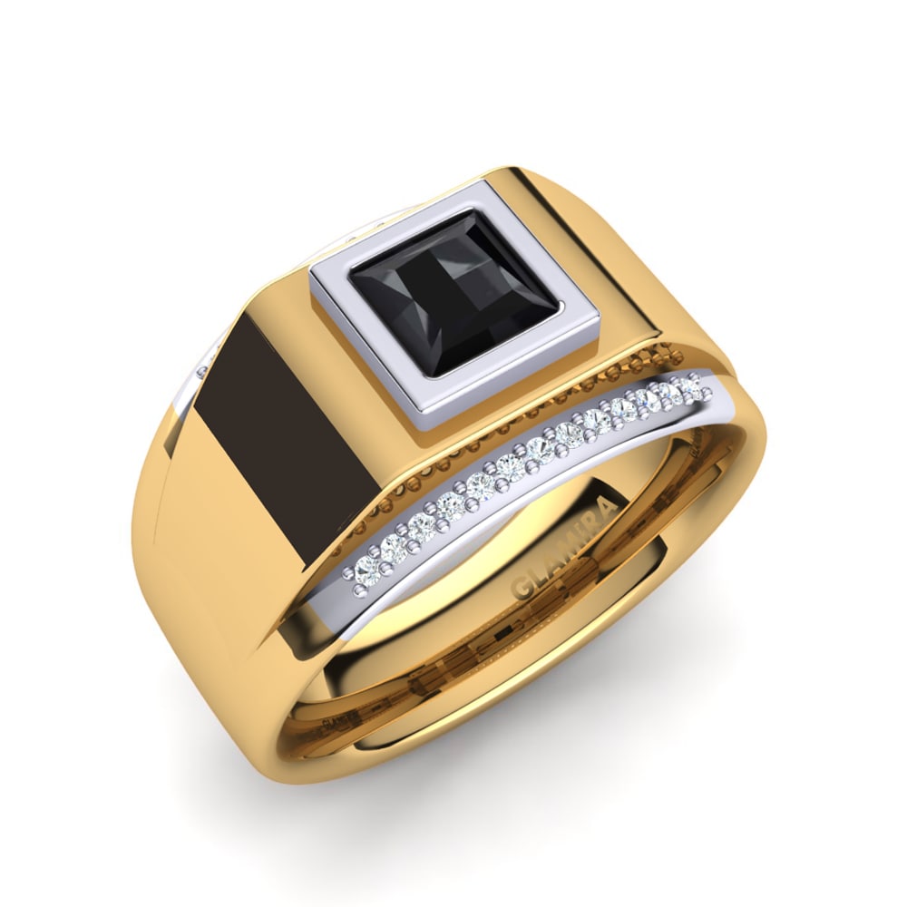 9ct Yellow / White Gold Zirconia Men's Ring Monte