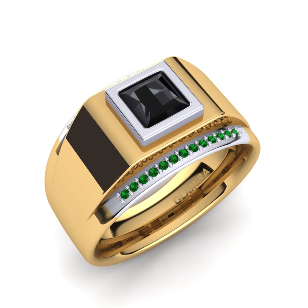 14ct Yellow / White Gold Green Zirconia Men's Ring Monte