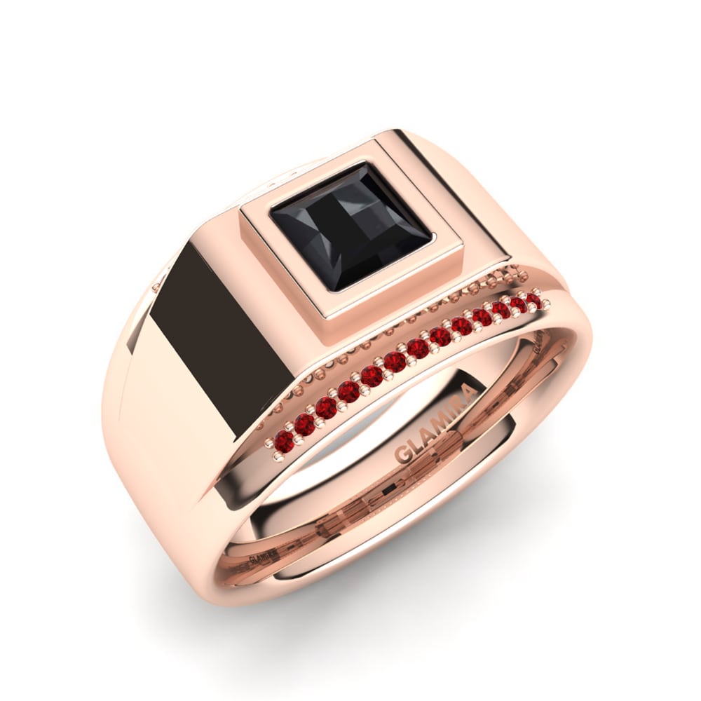 9ct Rose Gold Ruby (Lab Created) Men's Ring Monte